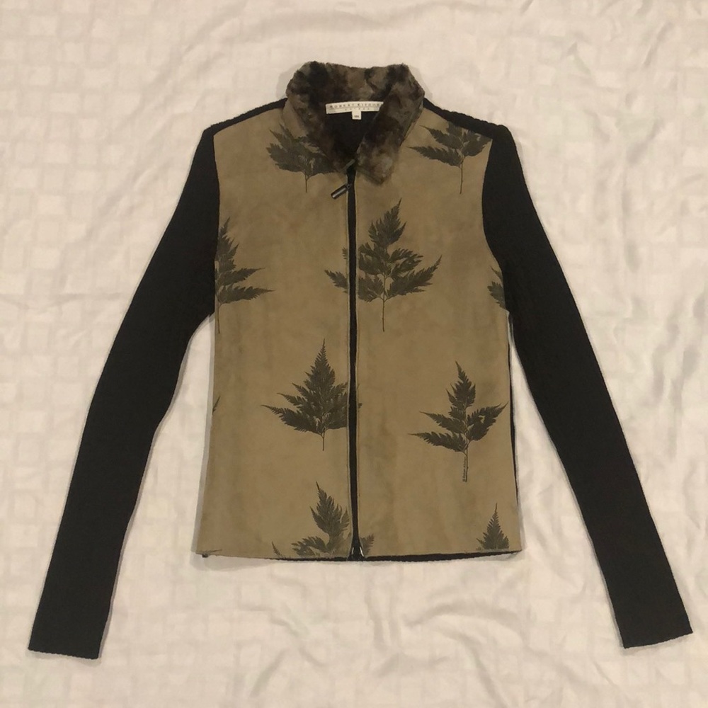 Robert Kitchen Canada Suede Sweater Jacket with Faux Fur